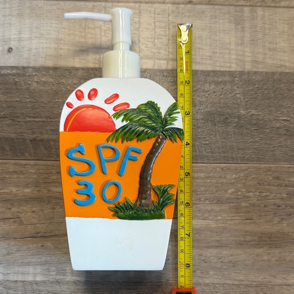 SPF 30 Suncare Lotion Decorative Dispenser with Pump - Orange & White - Picture 5 of 11